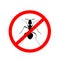 Ant warning sign, no ants - vector illustration.