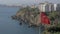 Antalya coast and Turkish flag