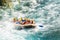 Antalya, Turkey - August 10, 2023: Rafting on a big rafting boat on the river in Antalya Koprulu Canyon