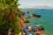 ANTALYA, TURKEY: Colorful umbrellas on Mermerli beach in the center of Antalya.