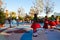 Antalya, Turkey - December 17, 2019: Animation for children in Sunny Park. Nice girls dancing for kids