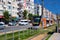 Antalya, Turkey - July 1, 2022: Hyundai Rotem tram at Dokuma station. Antray light tram is a popular mode of transportation in