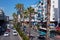 Antalya, Turkey - July 1, 2022: View of 100th Anniversary Boulevard, a busy street in the central Antalya