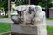 Antalya, Turkey - June 12, 2022: Sculptures in Karaalioglu park, a large seaside park located just south of Kaleici, Old Town of