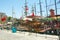 Antalya, Turkey, old sea port, in the sunlight in the summer, ships antique