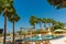 ANTALYA, TURKEY: Swimming pool and swing on the territory of Fosforlu beach on a sunny day.