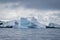 Antarctic glacier in the snow. Beautiful winter background.