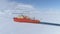 Antarctic icebreaker vessel float ice aerial shot