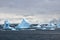 Antarctic landscape, icebergs, mountains and ocean, Antarctic Peninsula