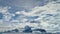 Antarctic midsummer blizzard landscape aerial view