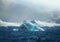 Antarctic nature landscape with icebergs in Greenland icefjord during midnight sun. Antarctica, Ilulissat, West