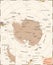 Antarctic region Map - Vintage Vector Illustration