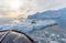 Antarctic tourists watch a leopard seal (Hydrurga leptonyx) on an ice floe in Cierva Cove