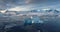 Antarctica aerial view morning sunrise landscape