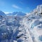 Antarctica and Arctic, glaciers and snowy landscape. Glacial retreat (modern deglaciation).