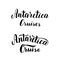 Antarctica cruise tour logo set. Trendy handwritten lettering text. Typography icon for travel agency. Vector