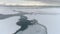 Antarctica frozen coast aerial drone zoom in view