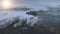 Antarctica gentoo penguin colony go ashore aerial