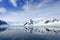 Antarctica landscape, icebergs, mountains and ocean