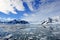 Antarctica landscape, icebergs, mountains and ocean