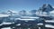 Antarctica ocean bay aerial landscape in sunny day