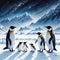 Antarctica Penguin Family on a Snowy Landscape created with Generative AI