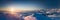 Antarctica sunset panoramic view.