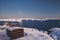 Antarctica Vernadsky station. The sunset overview.