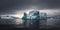 Antarctica. Winter landscape with glaciers. Blocks of ice on the water in Antarctica. Beautiful winter snow background