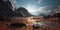 Antarctica. Winter landscape with glaciers. Blocks of ice on the water in Antarctica. Beautiful winter snow background