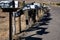 Antares Point, AZ, USA, November 1st , 2019: Mailboxes line up along Antares Road junction Route 66