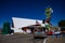 Antares Point, AZ, USA, November 1st, 2019: The Ranchero Motel and the gigantic Moai Head at Antares
