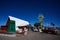 Antares Point, AZ, USA, November 1st, 2019: The Ranchero Motel and the gigantic Moai Head at Antares