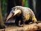 Anteater cute animal from Brazil. Giant Anteater Myrmecophaga tridactyla animal long tail and log muzzle nose Pantanal