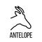 Antelope icon or logo in modern line style.