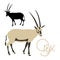 Antelope oryx vector illustration flat style black silhouette