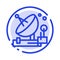Antenna, Communication, Parabolic, Satellite, Space Blue Dotted Line Line Icon