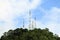 Antenna telecommunication towers on the mountain.