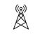 Antenna tower icon with tall telecommunication broadcast radio mast or base station glyph symbol.