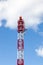 Antenna transmission tower., painted white and red in a day of c