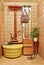 Anteroom interior in warm tones with hallstand