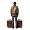 Anthony With Suitcase: Clever Use Of Negative Space And Structured Style