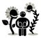 Anthophobia, Botanophobia. Fear of flowers phobia. Silhouette Afraided man. Can be used as logo, icon, sticker, sign, etc