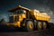 Anthracite coal mining industry, large yellow mining truck