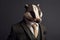 Anthropomorphic badger dressed suit. Generate Ai