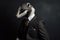 Anthropomorphic badger wearing business manager suit. Generate ai