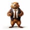 Anthropomorphic Beaver In Business Suit: Hiperrealistic Cartoon Concept Art