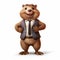 Anthropomorphic Beaver In Suit: Charming Character Illustrations