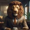 Anthropomorphic Business Lion: A Cinematic Masterpiece In 8k