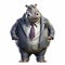 Anthropomorphic Businessman Hippo: Realistic Junglepunk Character Art